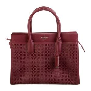 Kate Spade Cameron street perforated Candace satchel maroon